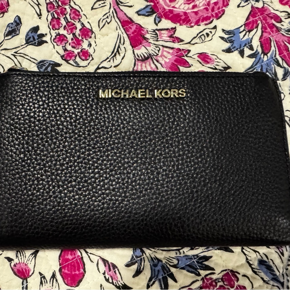 Michael Kors Black Wallet with Gold Zippers